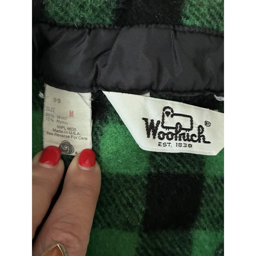 Woolrich Vintage Green Black Buffalo Check Wool Shacket S/M - Picture 2 of 7